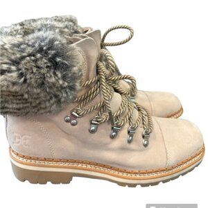 Sam Edelman Bowen Grey Suede Faux Fur Hiking Boot size 7.5
